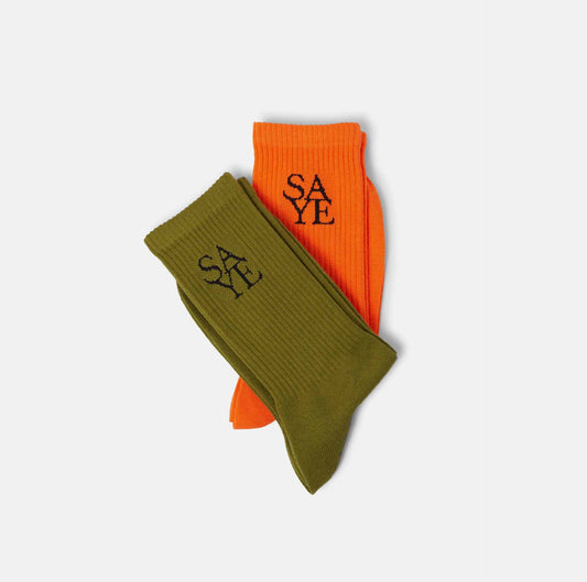 High Everyday Socks - Green & Orange